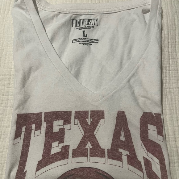 T-University Tops - Women's White V-Neck Top